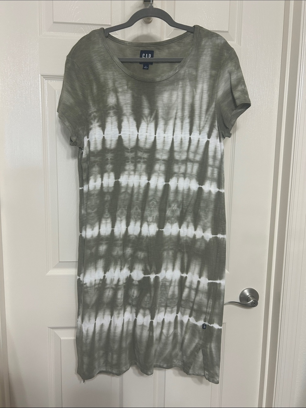 GAP Olive and White Tie-Dye Midi Dress Cotton Modal Soft Cute Comfy Sm-Med